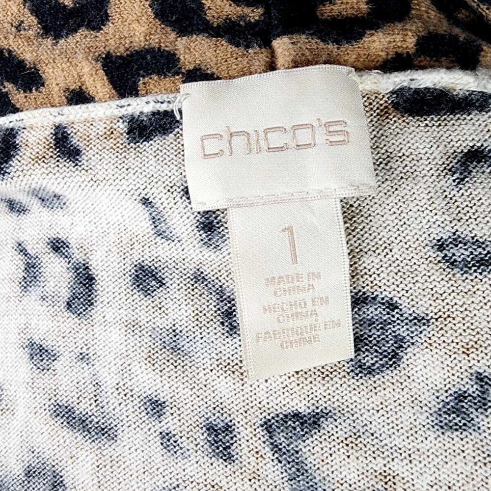 Chico's Leopard Cheetah Print Long Sleeve Open Front Cardigan - size 1 (M) - Picture 8 of 9